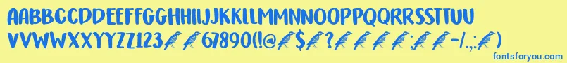 DkHoneyguideCaps Font – Blue Fonts on Yellow Background