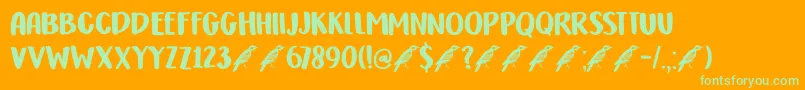 DkHoneyguideCaps Font – Green Fonts on Orange Background