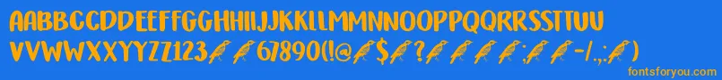 DkHoneyguideCaps Font – Orange Fonts on Blue Background