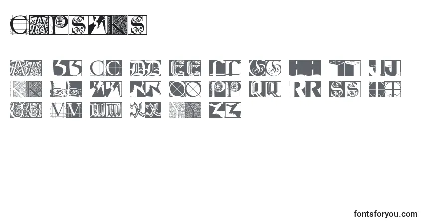 Schriftart Capsmks – Alphabet, Zahlen, spezielle Symbole