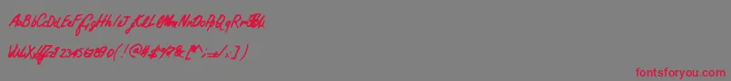 フォントPracticalscript – 赤い文字の灰色の背景