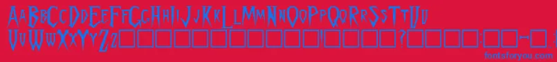 SpykkerRegular-Schriftart – Blaue Schriften auf rotem Hintergrund