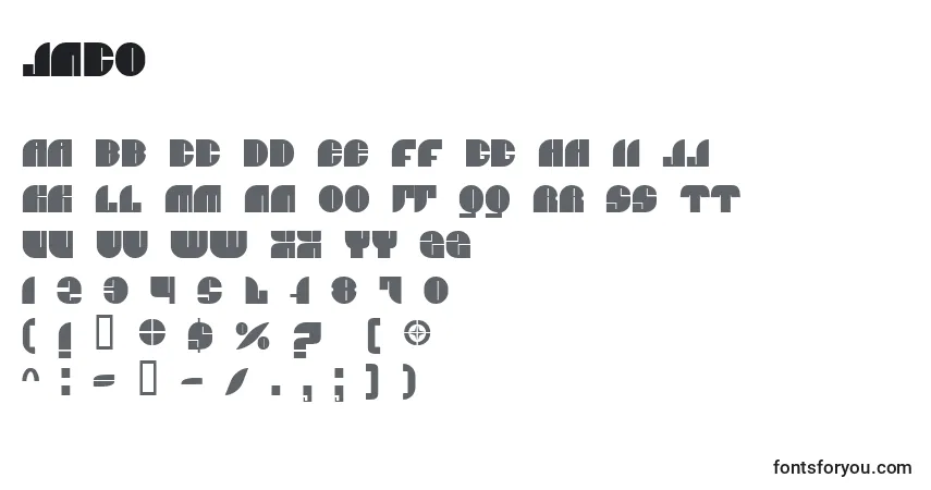 A fonte Jnco – alfabeto, números, caracteres especiais