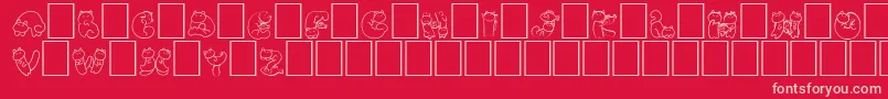 NohofontCatswhite-fontti – vaaleanpunaiset fontit punaisella taustalla
