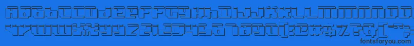Badrobotl3D-Schriftart – Schwarze Schriften auf blauem Hintergrund