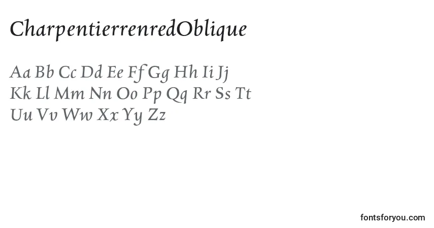 A fonte CharpentierrenredOblique – alfabeto, números, caracteres especiais