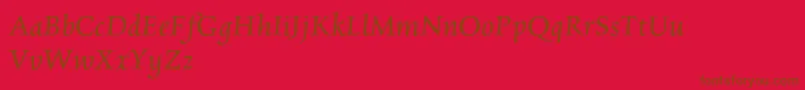 フォントCharpentierrenredOblique – 赤い背景に茶色の文字