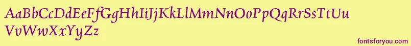 CharpentierrenredOblique Font – Purple Fonts on Yellow Background