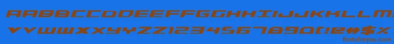 Fonte TriremeCondensedBoldItalic – fontes marrons em um fundo azul