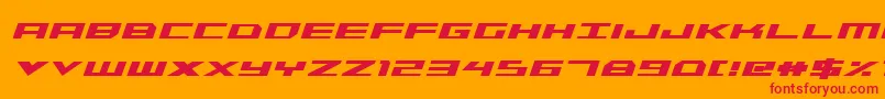 TriremeCondensedBoldItalic Font – Red Fonts on Orange Background