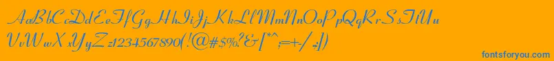 フォントCoronetSemiboldItalic – オレンジの背景に青い文字