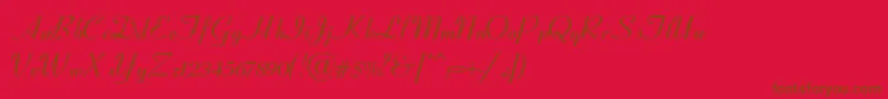 フォントCoronetSemiboldItalic – 赤い背景に茶色の文字