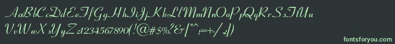 フォントCoronetSemiboldItalic – 黒い背景に緑の文字