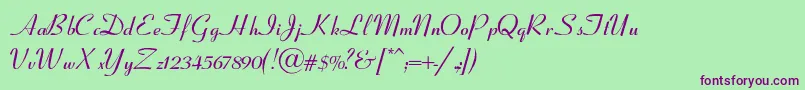 フォントCoronetSemiboldItalic – 緑の背景に紫のフォント