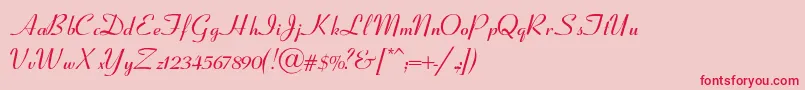CoronetSemiboldItalic Font – Red Fonts on Pink Background
