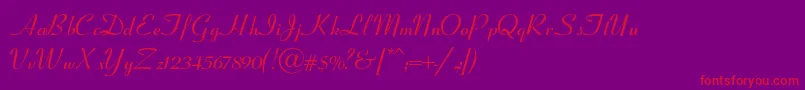 CoronetSemiboldItalic Font – Red Fonts on Purple Background