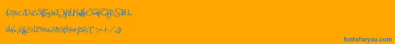 JellykaEstryaHandwriting Font – Blue Fonts on Orange Background