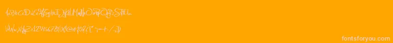 JellykaEstryaHandwriting-Schriftart – Rosa Schriften auf orangefarbenem Hintergrund