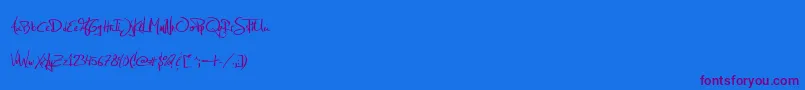 JellykaEstryaHandwriting Font – Purple Fonts on Blue Background