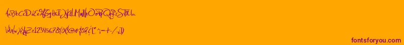 JellykaEstryaHandwriting Font – Purple Fonts on Orange Background