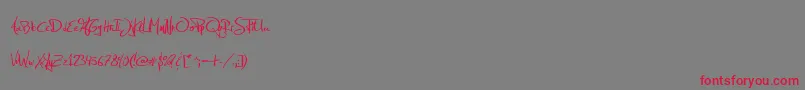フォントJellykaEstryaHandwriting – 赤い文字の灰色の背景