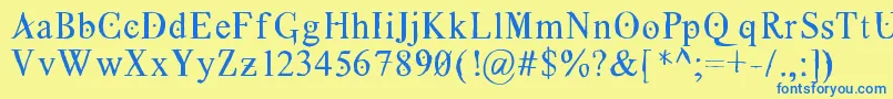 Grecoromanlubedwrestling-Schriftart – Blaue Schriften auf gelbem Hintergrund