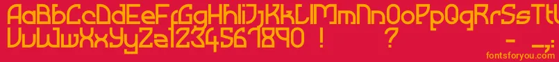 フォントMused – 赤い背景にオレンジの文字