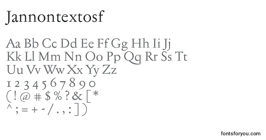 Czcionka Jannontextosf – alfabet, cyfry, specjalne znaki
