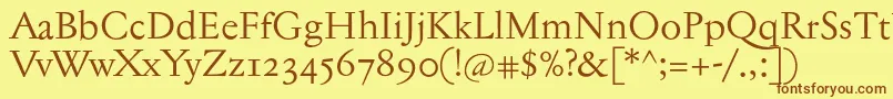 Jannontextosf Font – Brown Fonts on Yellow Background