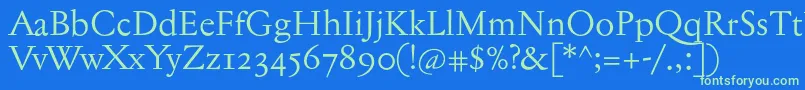 Jannontextosf Font – Green Fonts on Blue Background