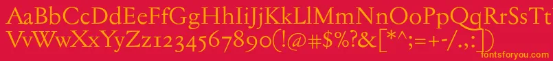 Jannontextosf Font – Orange Fonts on Red Background