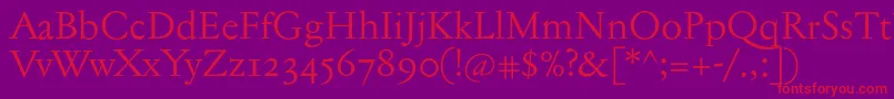 Jannontextosf Font – Red Fonts on Purple Background