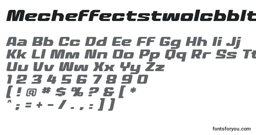 Шрифт MecheffectstwolcbbItal – алфавит, цифры, специальные символы
