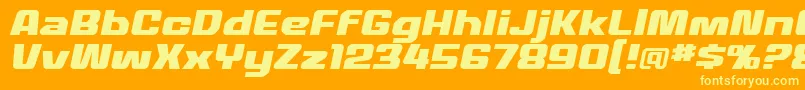 Шрифт MecheffectstwolcbbItal – жёлтые шрифты на оранжевом фоне