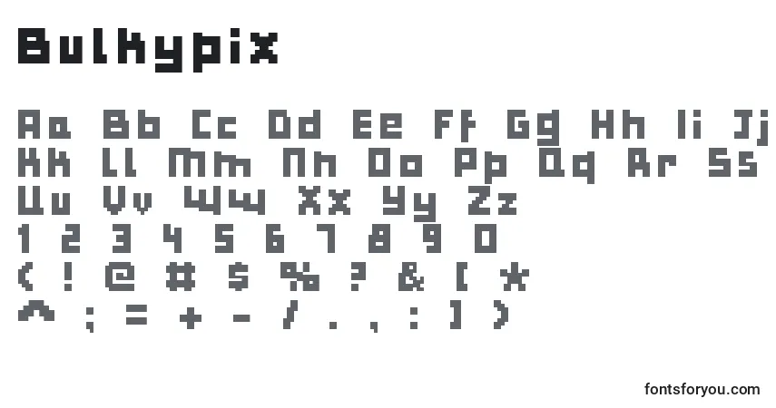 A fonte Bulkypix – alfabeto, números, caracteres especiais