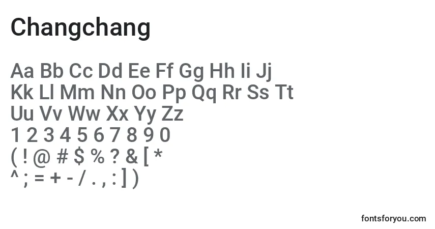 Changchang-fontti – aakkoset, numerot, erikoismerkit