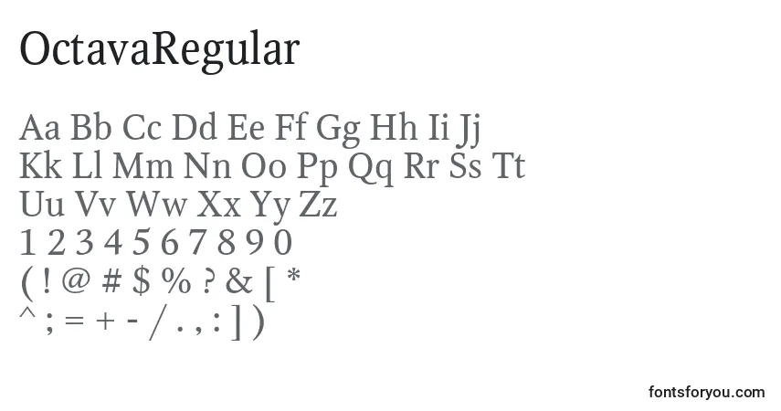 A fonte OctavaRegular – alfabeto, números, caracteres especiais