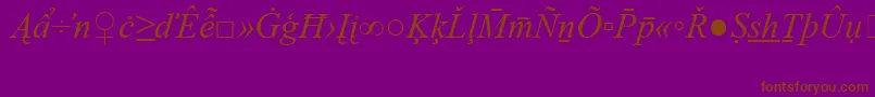 TimesNewRomanSpecialG2Italic-Schriftart – Braune Schriften auf violettem Hintergrund