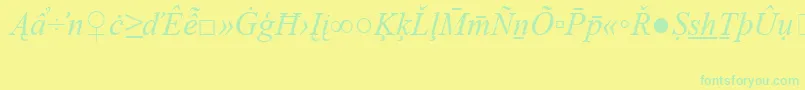 Fonte TimesNewRomanSpecialG2Italic – fontes verdes em um fundo amarelo