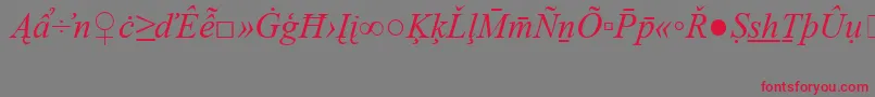 TimesNewRomanSpecialG2Italic-Schriftart – Rote Schriften auf grauem Hintergrund