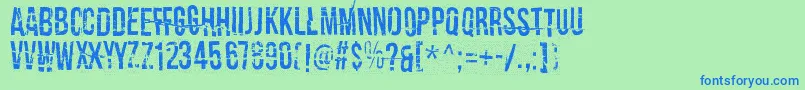 フォントCrashTestDummy – 青い文字は緑の背景です。