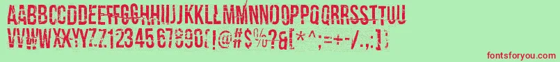 CrashTestDummy-Schriftart – Rote Schriften auf grünem Hintergrund