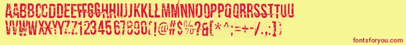 CrashTestDummy Font – Red Fonts on Yellow Background