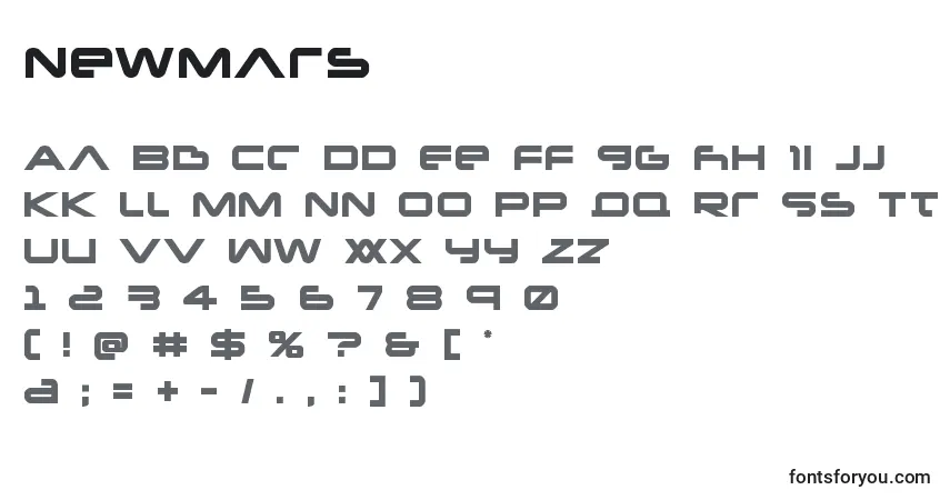 A fonte Newmars – alfabeto, números, caracteres especiais