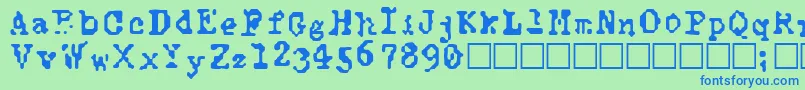 Fonte TypewiseAlpha – fontes azuis em um fundo verde