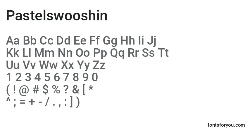 A fonte Pastelswooshin – alfabeto, números, caracteres especiais