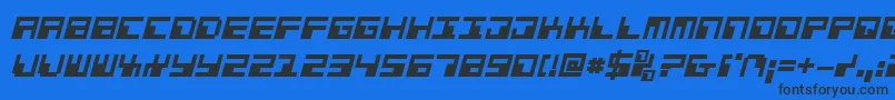 PhaserBankBoldItalic-Schriftart – Schwarze Schriften auf blauem Hintergrund
