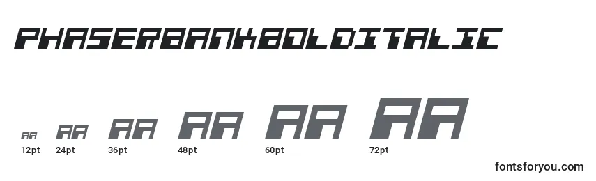 Размеры шрифта PhaserBankBoldItalic