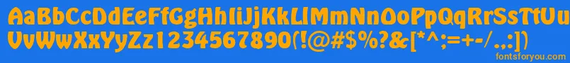 Czcionka HoboBold – pomarańczowe czcionki na niebieskim tle