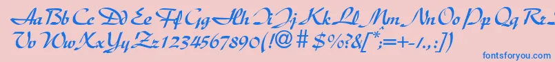 DischanddbNormal Font – Blue Fonts on Pink Background